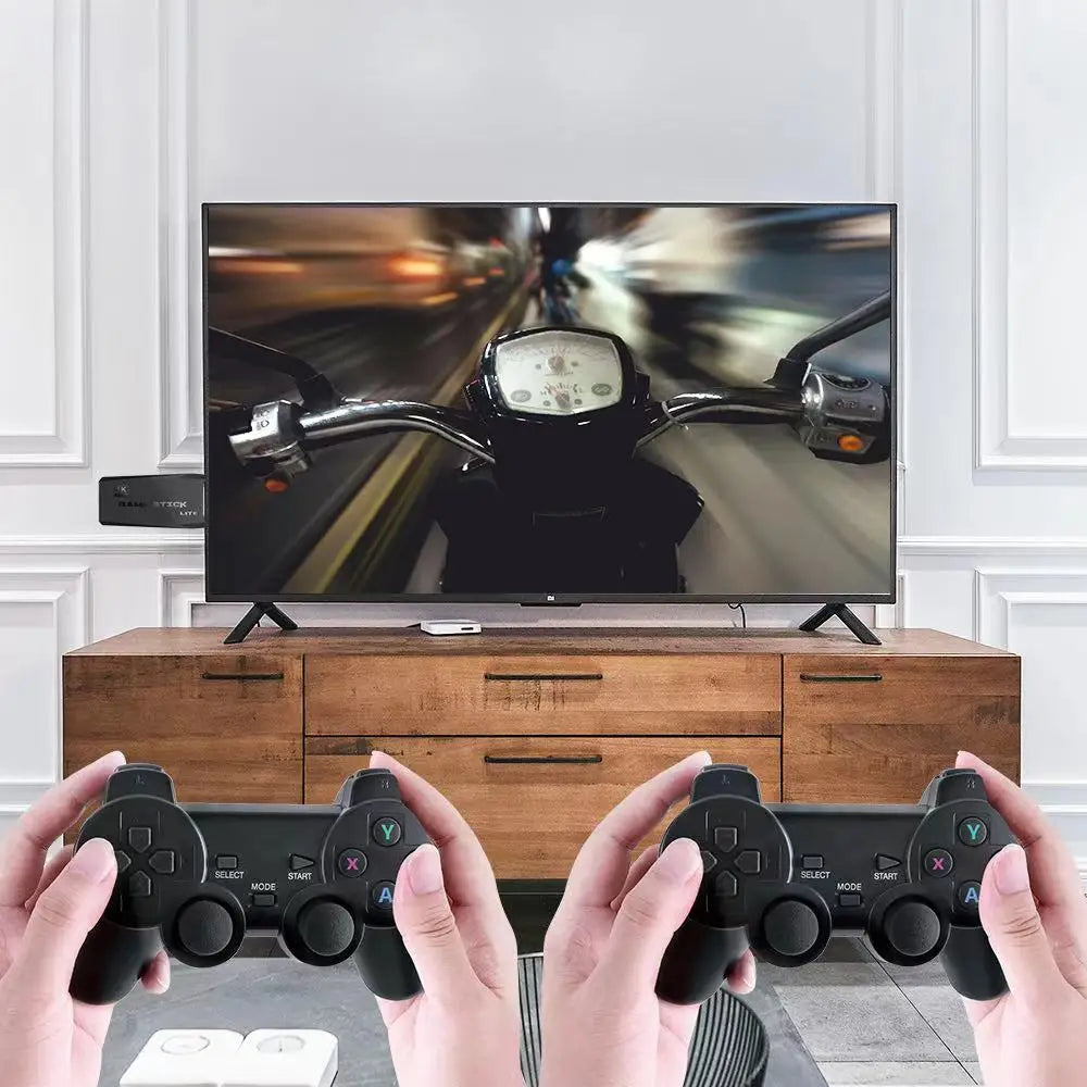 M8 Retro Game Stick Console with 2.4G Dual Wireless Controllers, 4K Output, 64GB, Preloaded 10,000+ Games