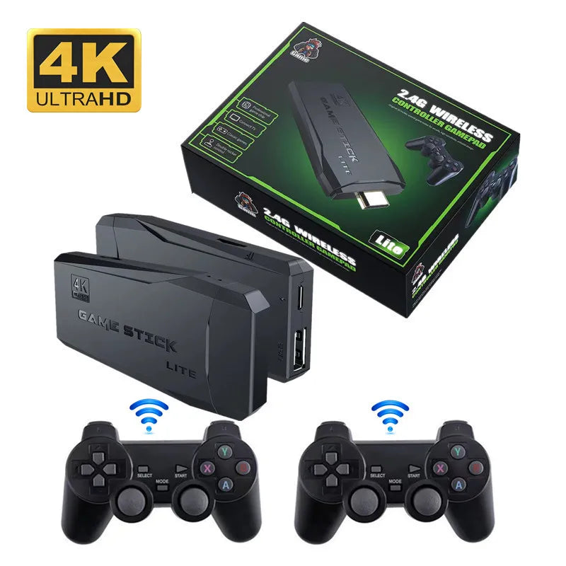 M8 Retro Game Stick Console with 2.4G Dual Wireless Controllers, 4K Output, 64GB, Preloaded 10,000+ Games