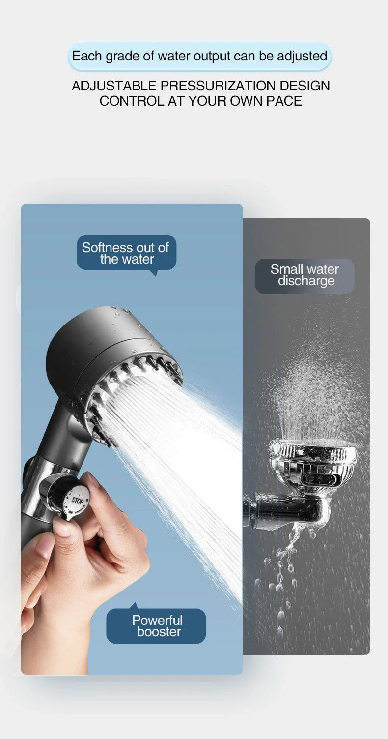 High-Pressure Filtered Shower Head with 3 Spray Modes & Built-in Massage Brush – Rainfall Bathroom Faucet Accessory