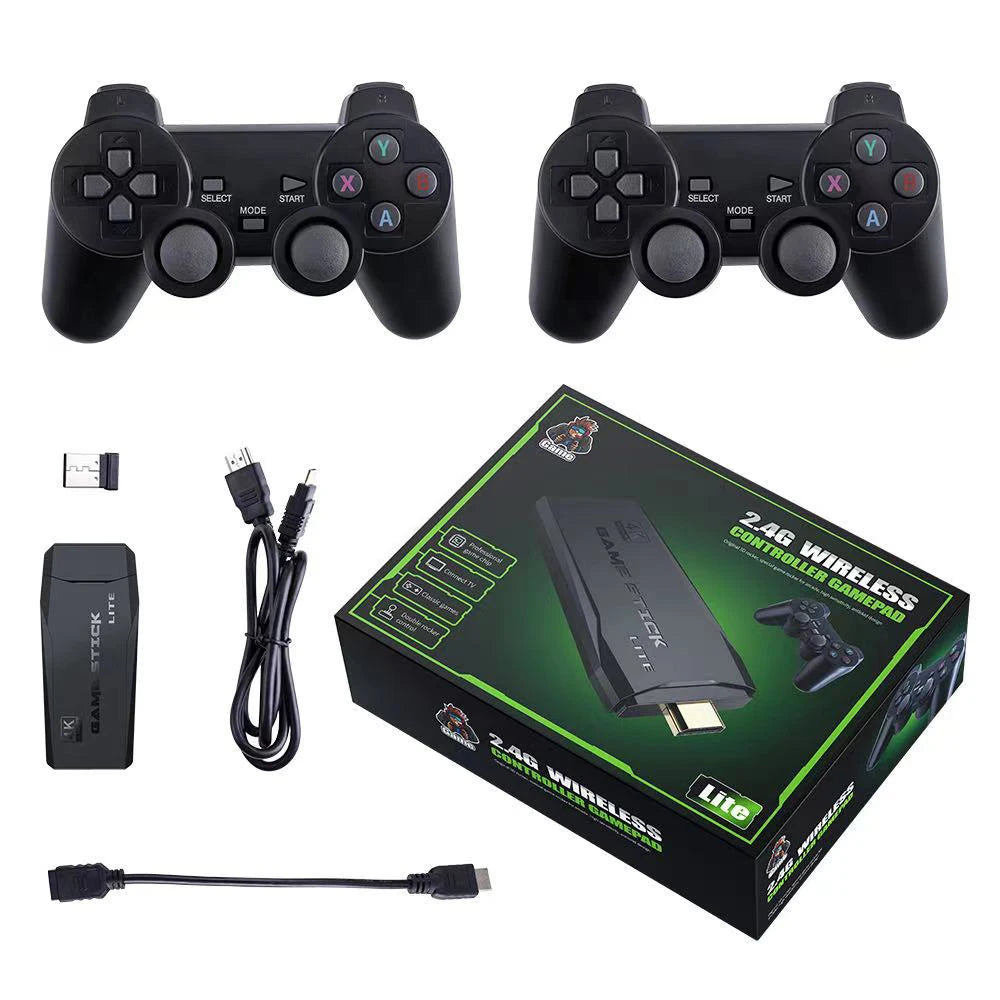 M8 Retro Game Stick Console with 2.4G Dual Wireless Controllers, 4K Output, 64GB, Preloaded 10,000+ Games