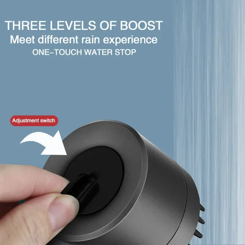 High-Pressure Filtered Shower Head with 3 Spray Modes & Built-in Massage Brush – Rainfall Bathroom Faucet Accessory